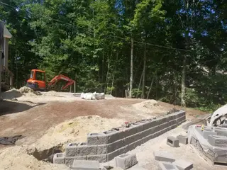 Retaining Wall Block Under Construction