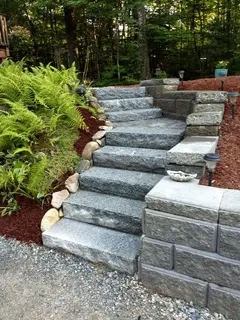 Granite steps beside fern garden