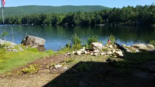 Lakeside masonry area under construction